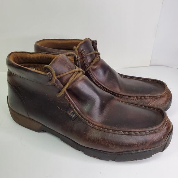 Justin Boots Cappie Chukka Men’s 13M Work Shoes 232 Brown Leather Lace Up - Picture 1 of 8